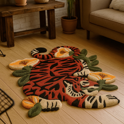 Xalça “Wild Bloom Tiger” – Güc, qoruyuculuq və həyat enerjisinin simvolu