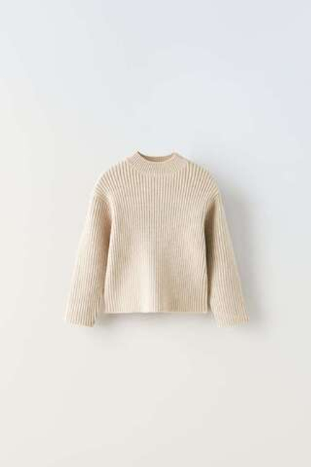 ZARA СВИТЕР В РУБЧИК, СВЕТЛО-БЕЖЕВЫЙ