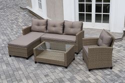 "Атланта" лаунж-зона из искусственного ротанга, цвет соломенный