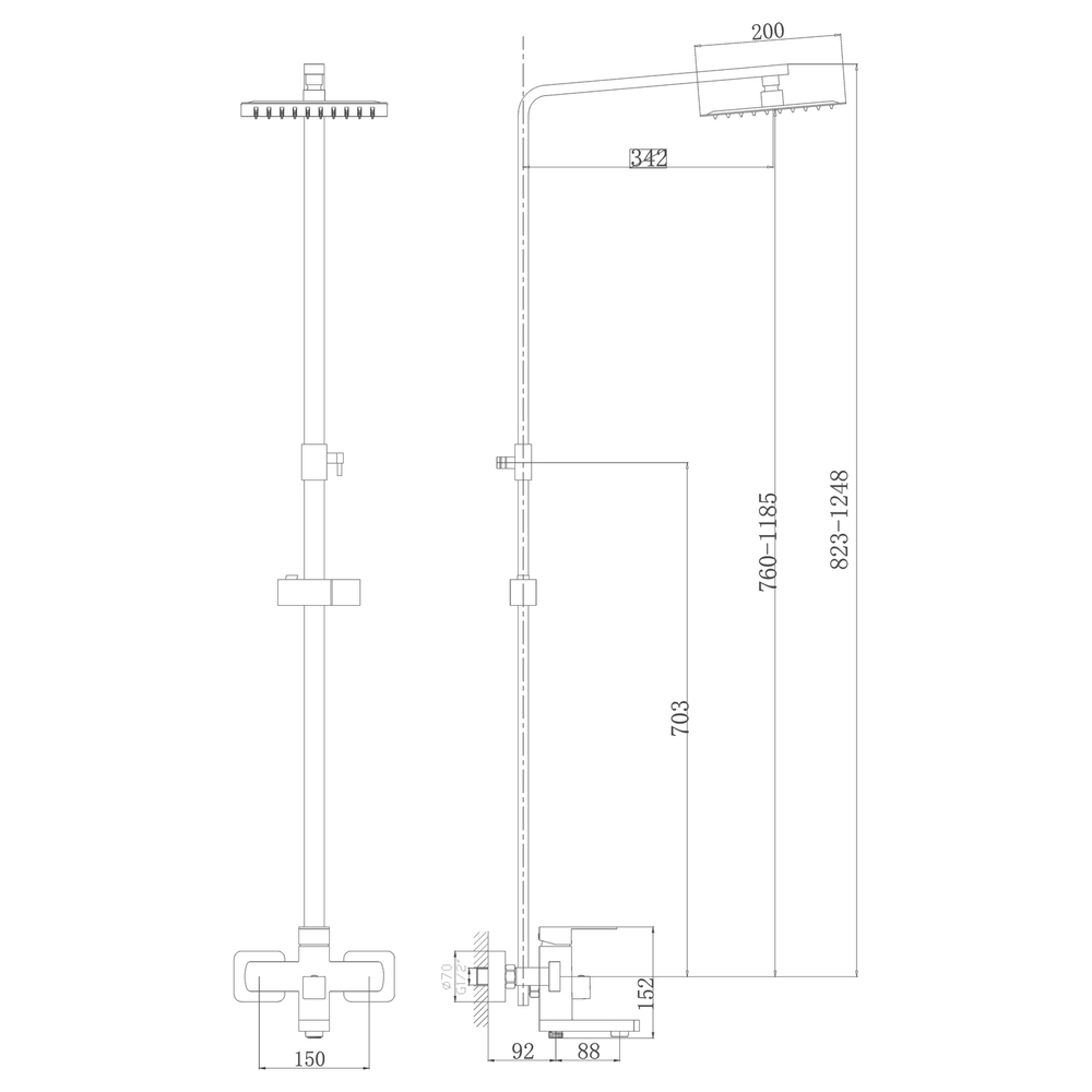 Душевая система 35к HB23803-7 HAIBA лейка "Тропический душ" ЧЕРНЫЙ