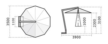 Зонт профессиональный Ø3.5 м Napoli Braccio