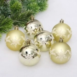 Новогодние шары «Снежный шарм» 6 см (набор 6 шт), Золото