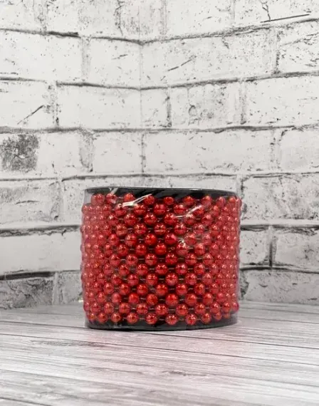 Пластиковые бусы Бисер 8 мм.*10 м., красный, Christmas DeLuxe (87085)