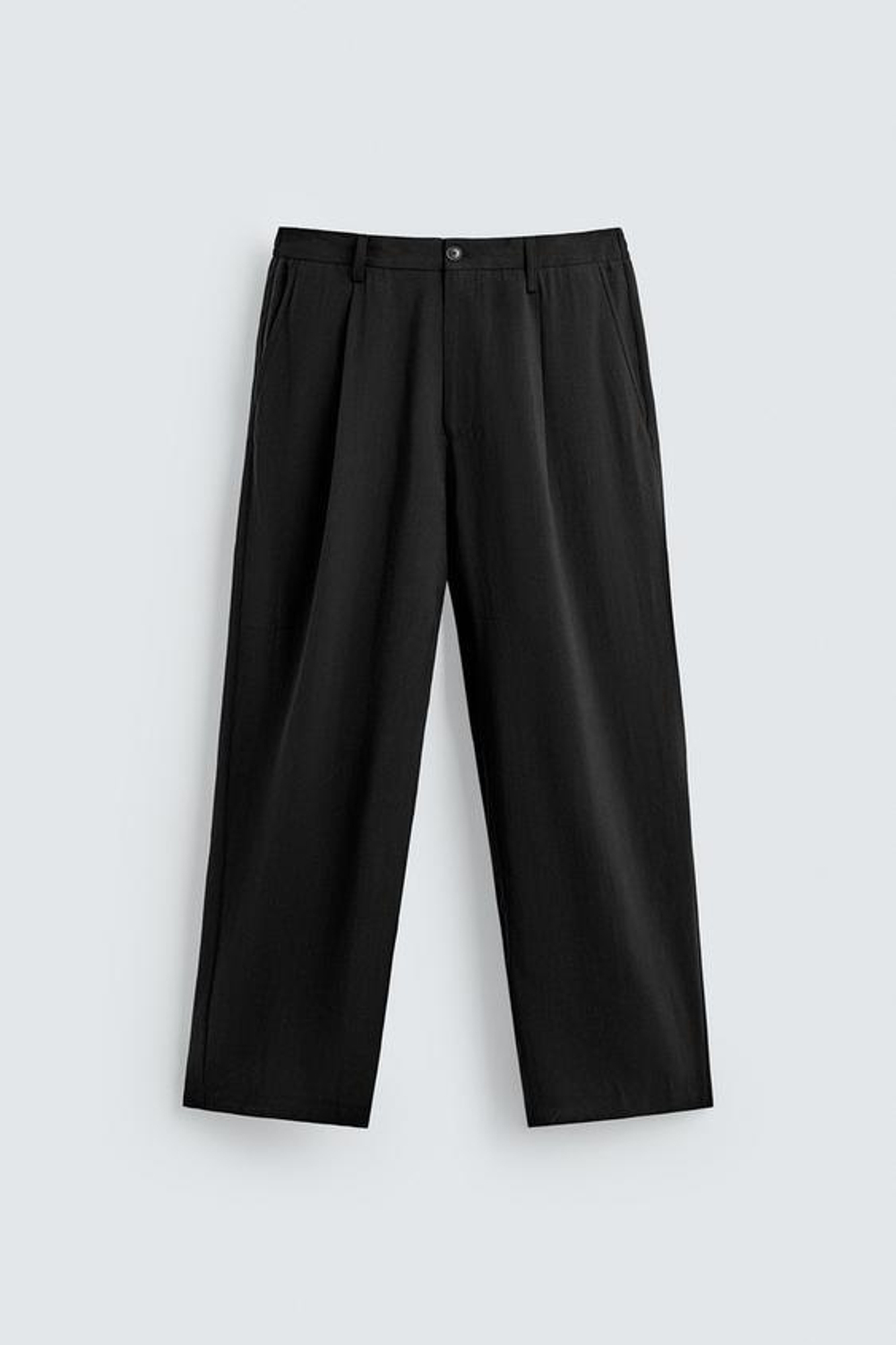 ZARA СТРУЯЩИЕСЯ БРЮКИ СО СКЛАДКАМИ, ЧЕРНЫЙ