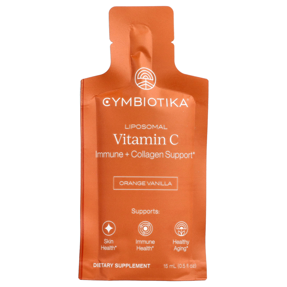 Cymbiotika, липосомальный витамин C, со вкусом апельсина и ванили, 28 пакетиков по 15 мл (0,5 жидк. унции)
