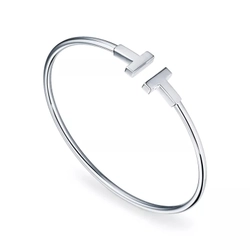 Браслет из белого золота 18k,Tiffany 💠T wire