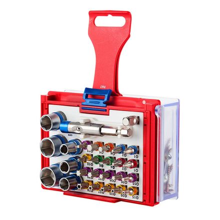 Цена на МАСТАК (058-10028C) Набор вставок (бит) 1/4", TORX, HEX, Pozidriv, Phillips, Slotted, 28 предметов