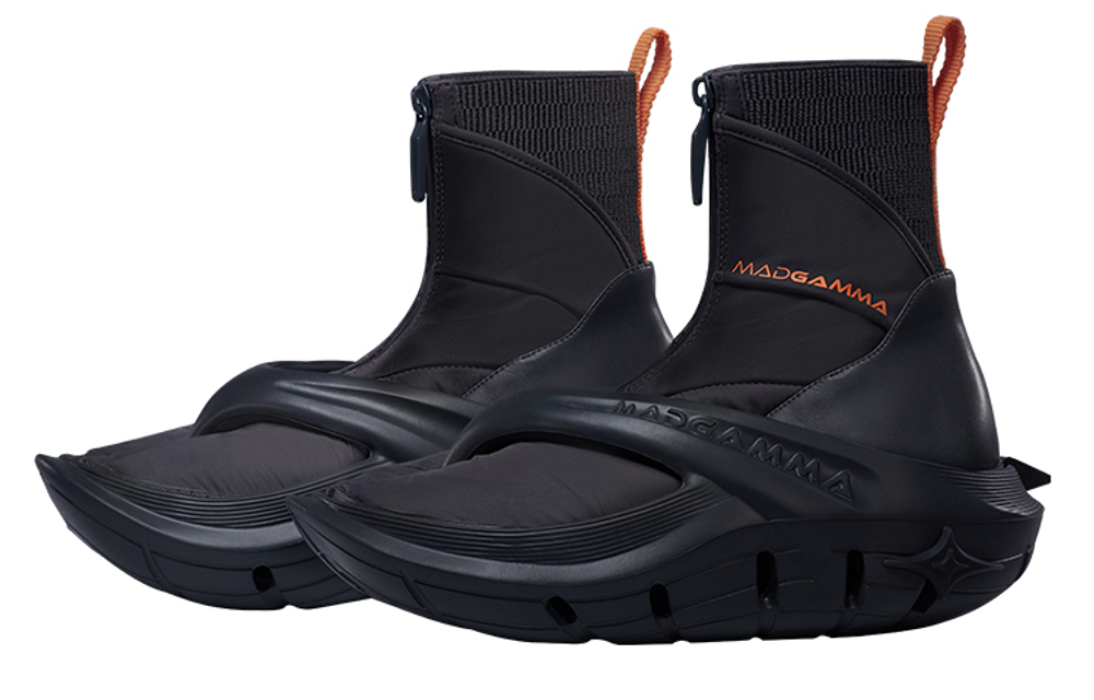 MADGAMMA Mid-Calf Boots Unisex Black/Orange