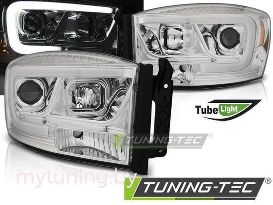 Передние фары TUBE LIGHT CHROME для Dodge Ram 06-08