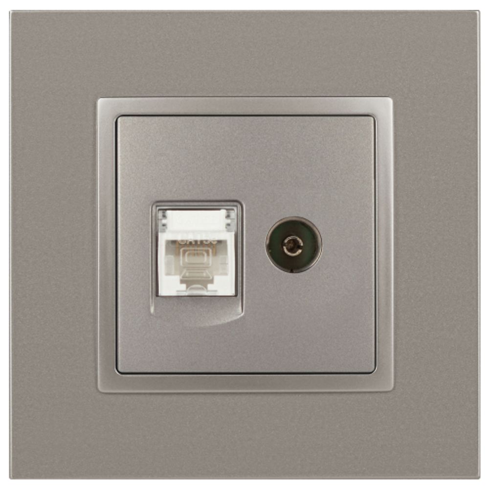 Розетка ЭРА Elegance 14-3110-16 RJ45+TV, титан