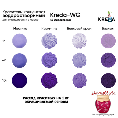 Краситель водор-ый пищевой гелевый "Kreda WG", ФИОЛЕТОВЫЙ 16 (80 мл.)