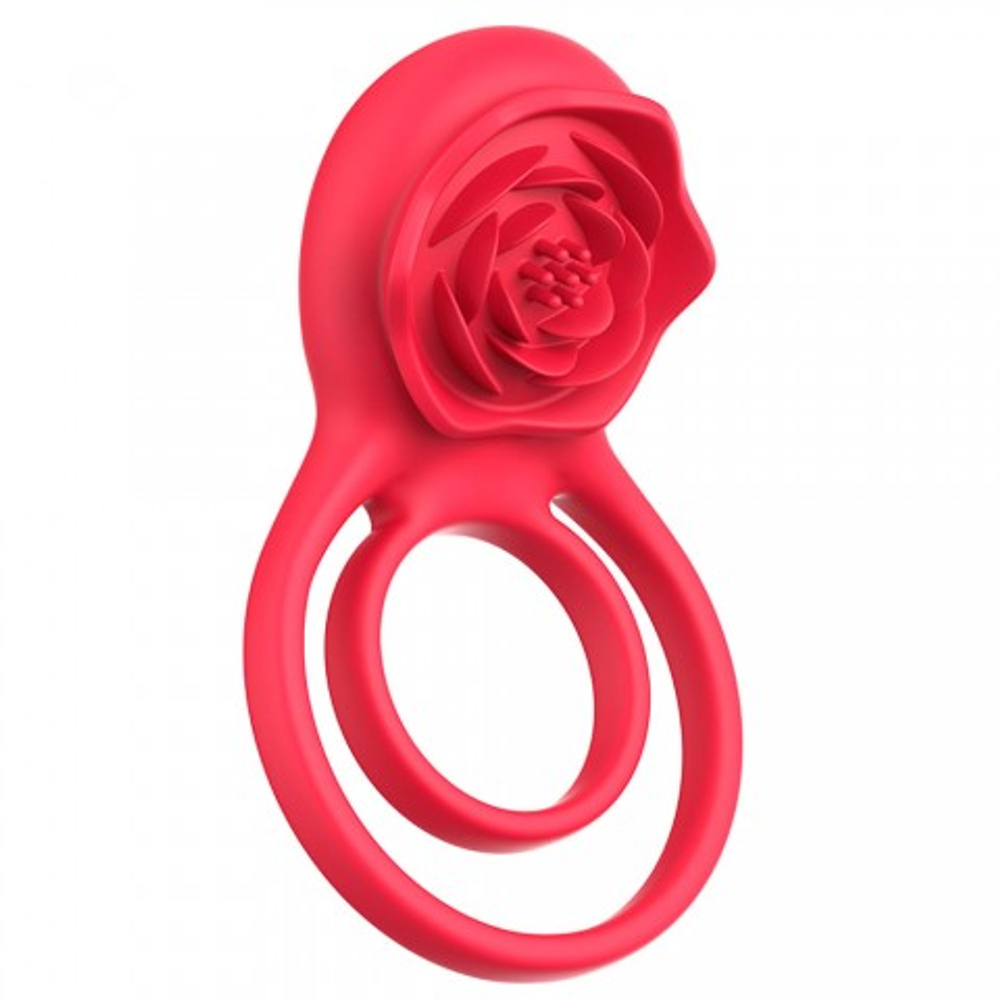 Двойное эрекционное кольцо с вибрацией и стимулятором клитора Rose
