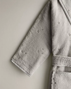 ZARA HOME ДЕТСКИЙ ХАЛАТ СО ЗВЕЗДАМИ И СЕРДЕЧКАМИ, СЕРЫЙ