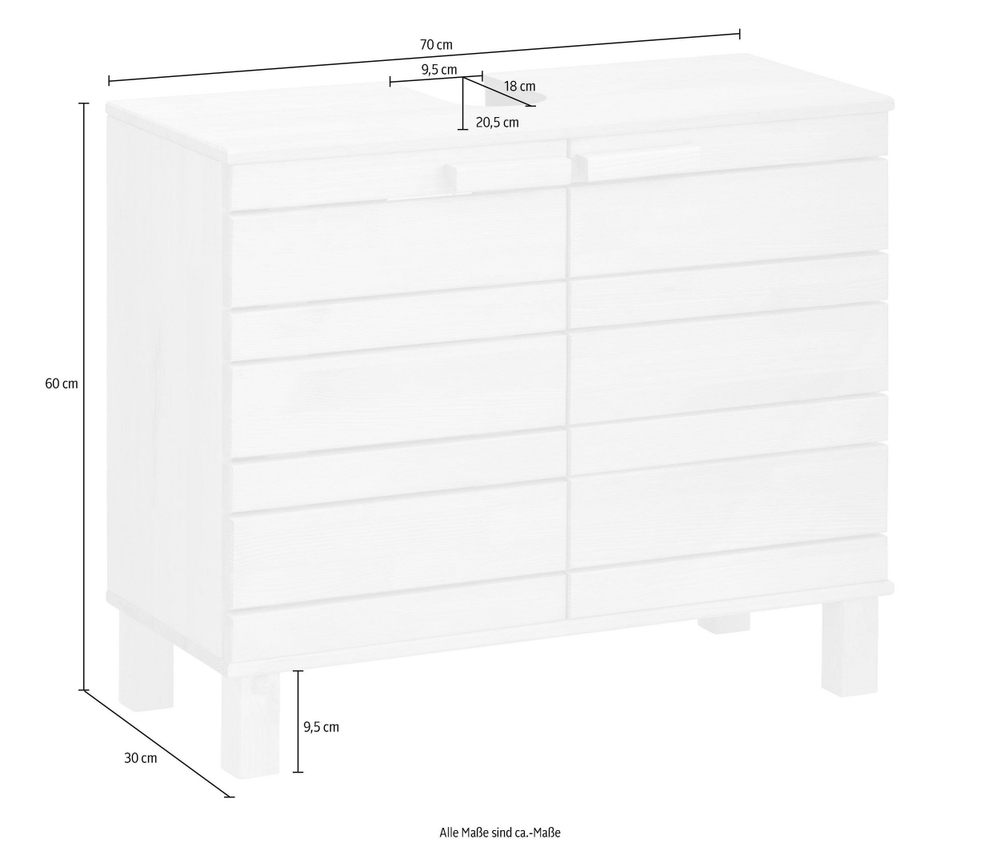 Тумба под раковину, 70х30х60, Джосси, в ванную, деревянная, бейц, Dipriz