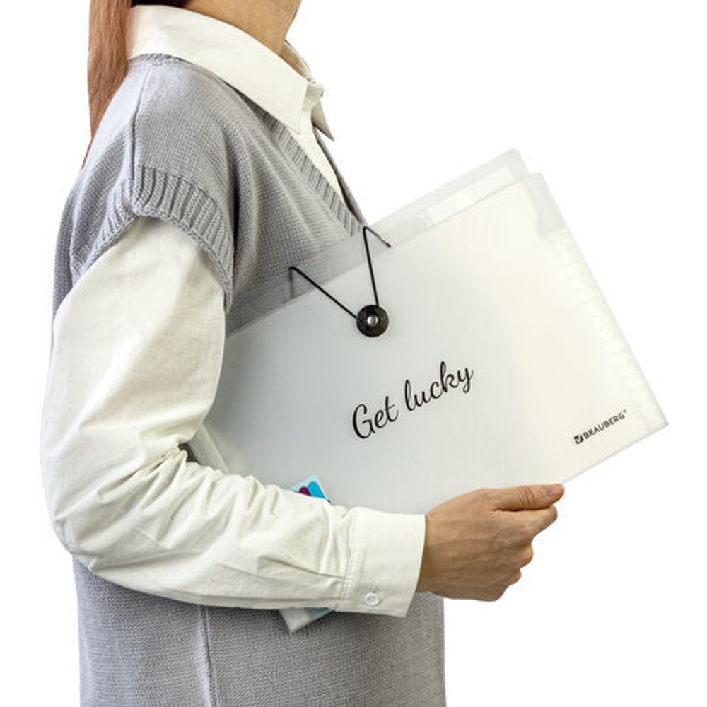 Папка-органайзер на резинке 12 отделений, BRAUBERG "Glassy", А4, прозрачная, 271929