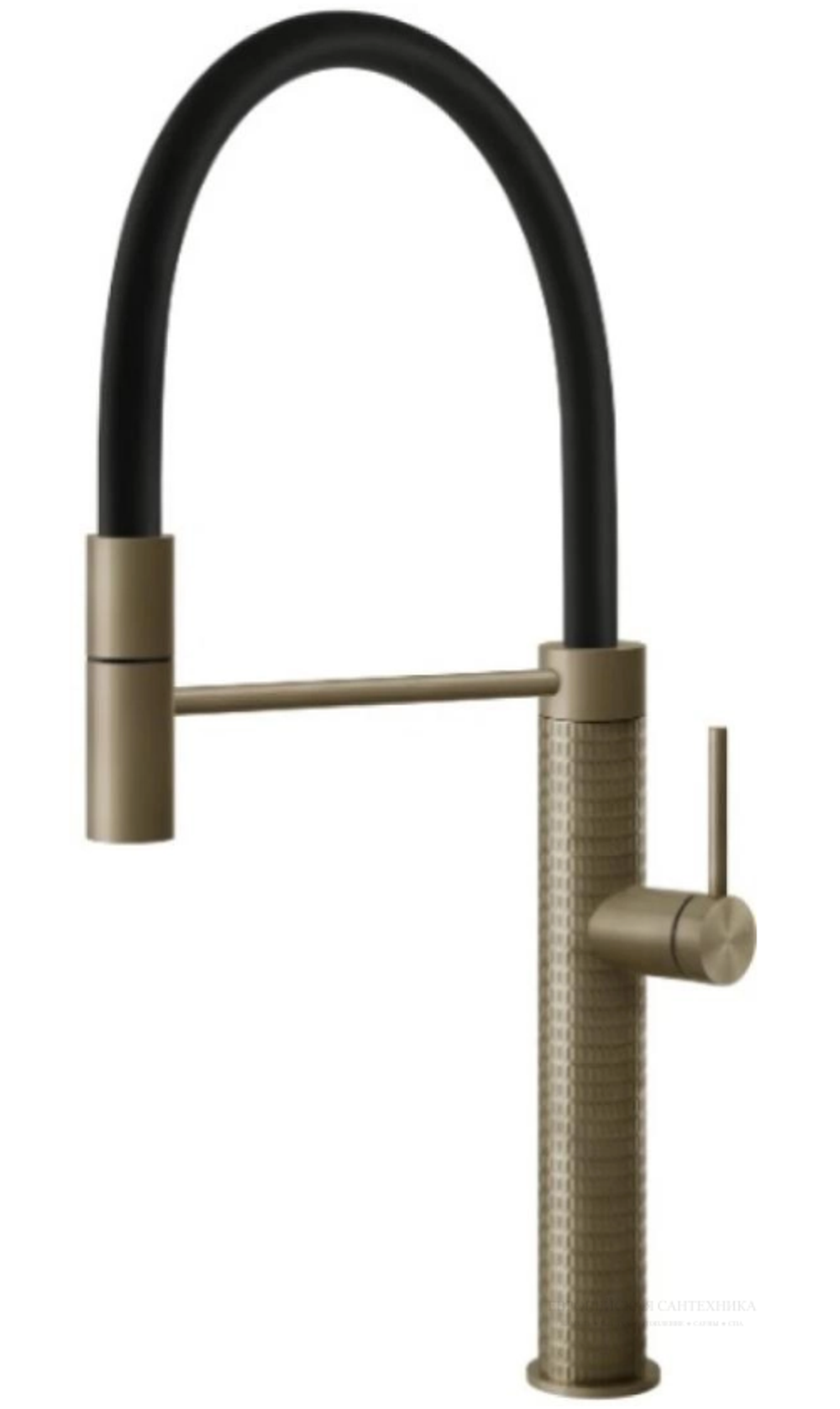Cмеситель для кухни Gessi 316, полупрофессиональный, поворотный, с выдвижным душем, h480х269 мм, цвет Warm Bronze Brushed