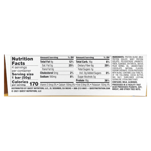 Quest Nutrition, протеиновый батончик, печенье с шоколадной крошкой в глазури, 4 шт. по 50 г (1,76 унции)