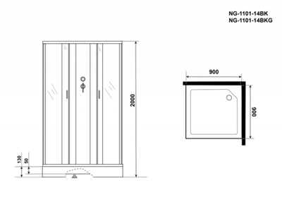 Душевая кабина Niagara NG-1101-14BK низкий поддон, стекло матовое