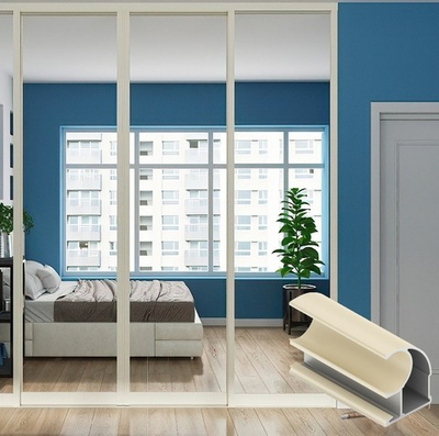 Дверь-купе ARISTO ЭКО, зеркало, профиль сатин молочный С