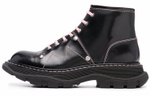 Alexander McQueen Contrast Stitch Tread Lace Up Boots "Black Pink" Women"s