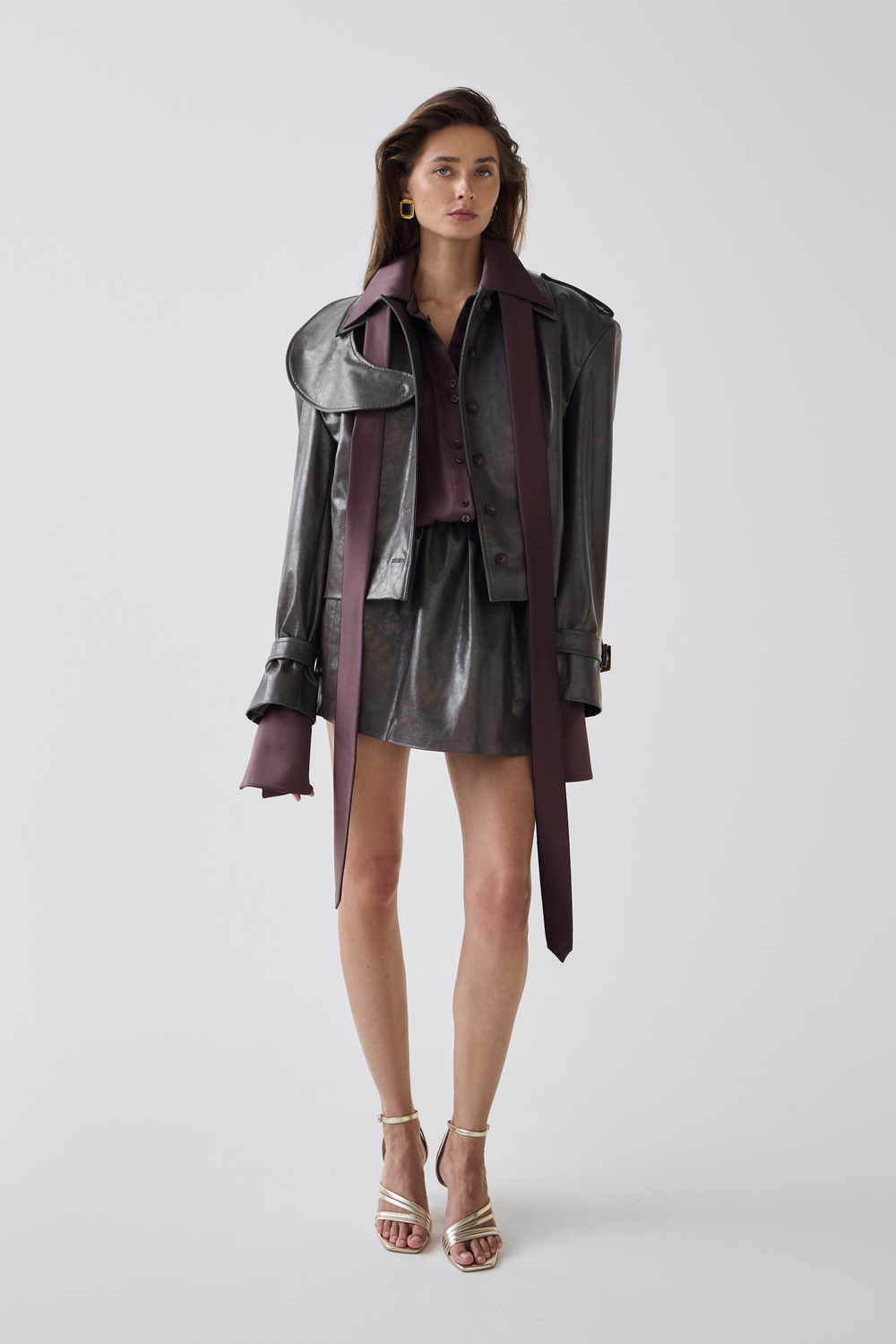 Комплект: куртка и юбка из экокожи