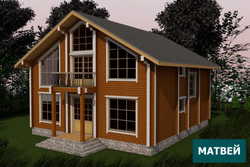 Домокомплект двухэтажного дома из клееного бруса"Матвей" общей площадью 247,39 м2 + Стеновой комплект бани.