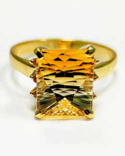 Кольцо Эстерелла золото 750, цитрин, сапфир, бриллиант