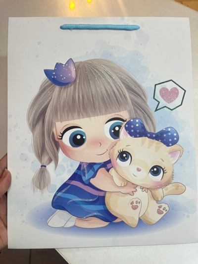 Пакет 26х32х12см с блестками Девочка 141V-922