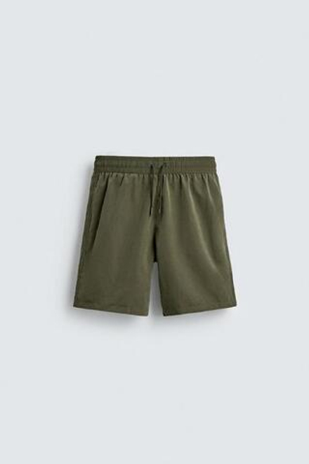 ZARA ДЛИННЫЕ ПЛАВКИ ИЗ МЯГКОЙ ТКАНИ, ХАКИ