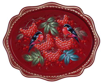 Жостовский поднос декоративный, размер 38х30 см (A15), металлический