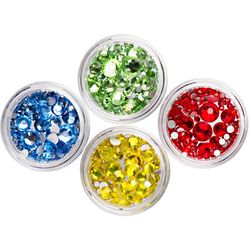 Стразы цветные микс размеров в баночке Peridot зеленые