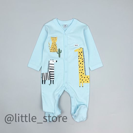 Слип хлопковый "Веселое сафари" голубая вода