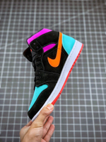 AIR JORDAN 1 MID GS CANDY BLACK/TOTAL ORANGE/MULTI-COLOR