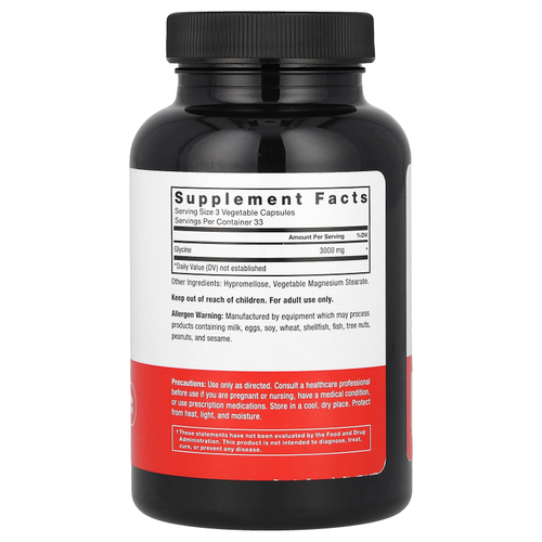 Force Factor, Глицин, 100 растительных капсул (1000 мг на капсулу)