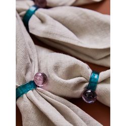 Набор из 4 колец для салфеток Orb, Ø4 см, бирюзовые/розовые