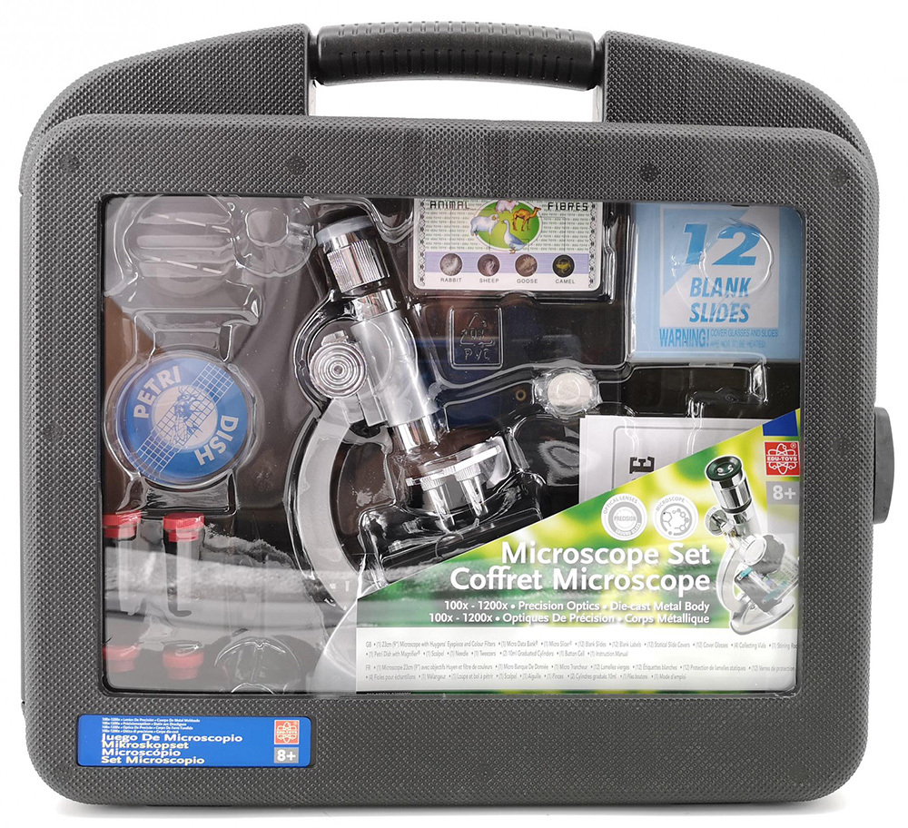 Микроскоп игрушечный EDU-TOYS 100–1200x, в кейсе (MS907)