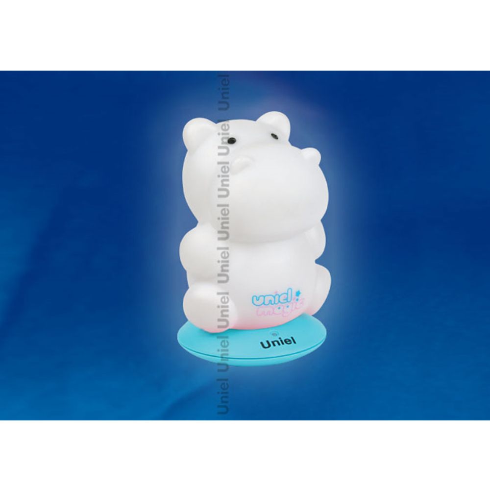 DTL-305-Бегемотик/3color/Base blue/Rech Светильник-ночник серия «Волшебные фонарики» аккумуляторный на голубой подставке. Пластиковая упаковка