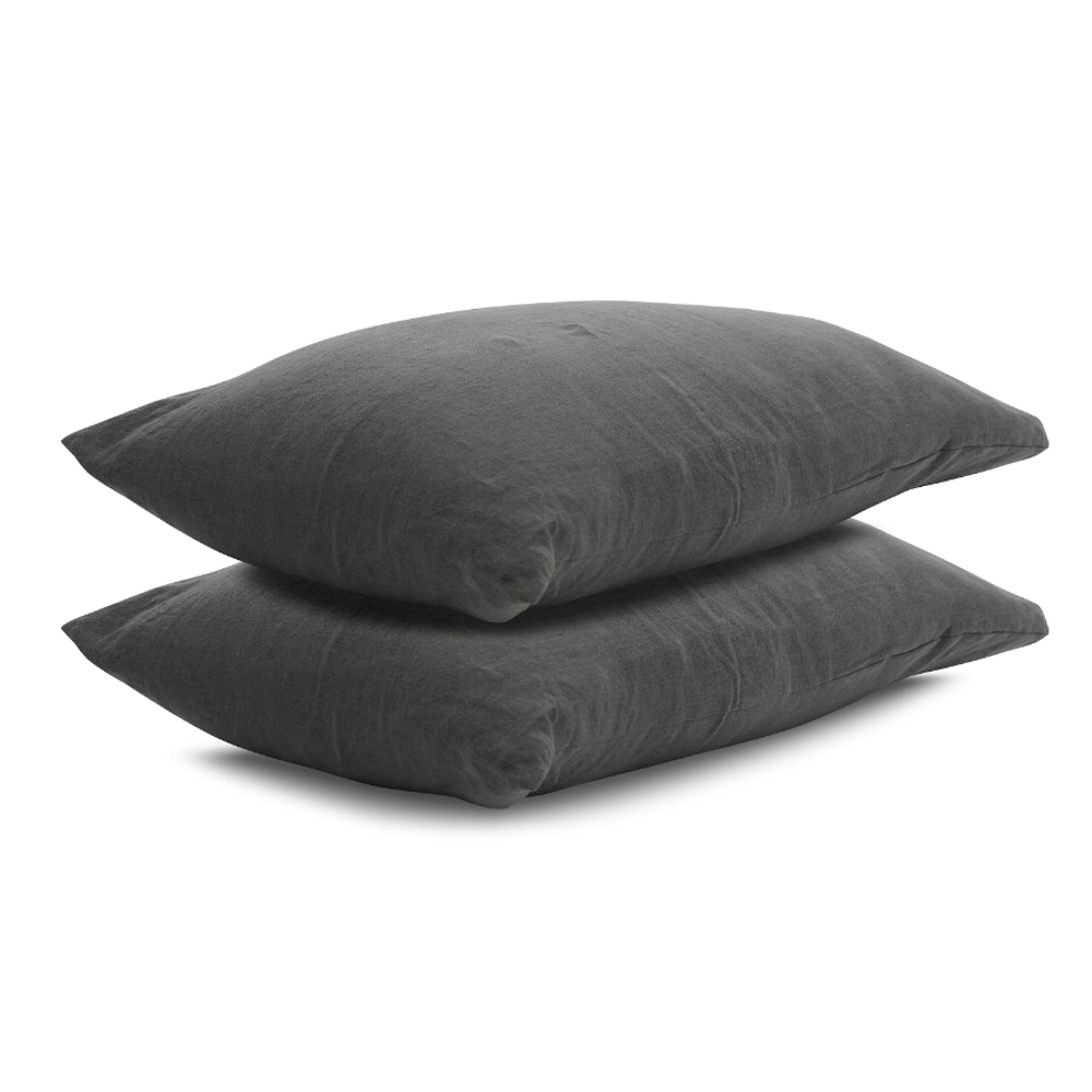 Наволочка изо льна темно-серого цвета Essential 70х70 см