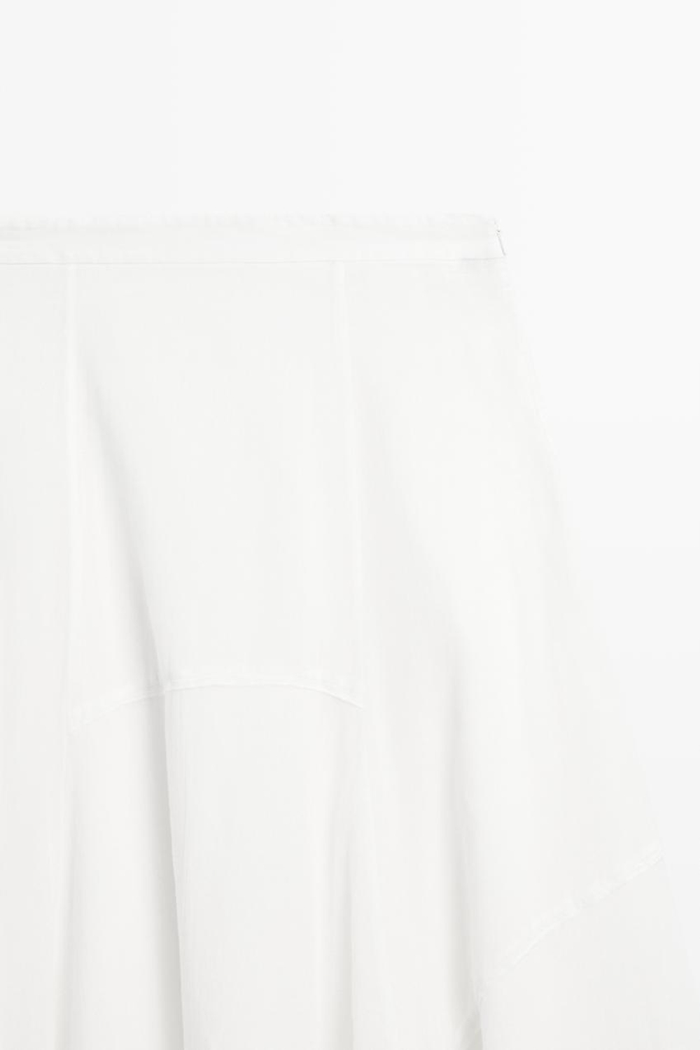 Massimo Dutti Струящаяся юбка миди с декоративной вставкой, белый