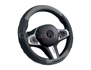 Оплетка на руль круглая CarFashion -М- «LAREDO» 31640 - Экокожа - чёрный/чёрный/шов серый