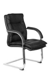 Кресло Бюрократ T-9927SL-LOW-V черный кожа низк.спин. полозья металл хром