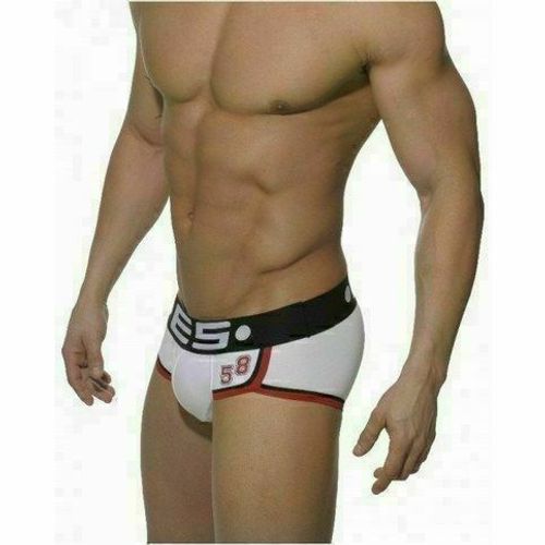 Мужские трусы брифы белые с черным поясом ES White 58 Brief