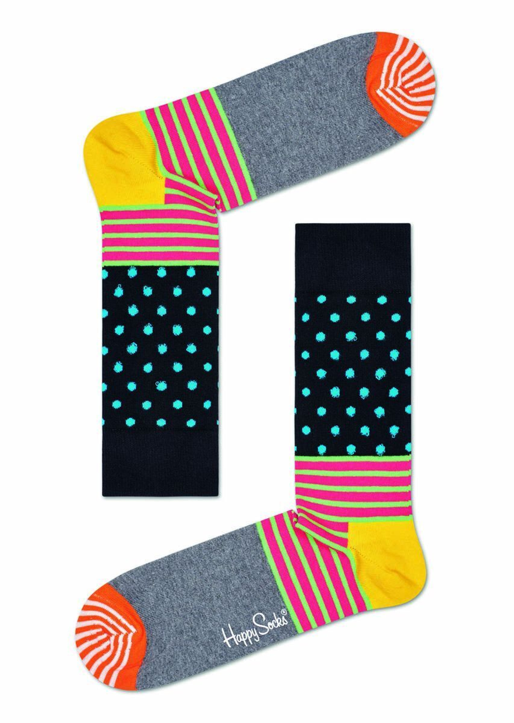 Носки унисекс Stripes And Dots Sock с точками и полосками (Размер: 29) (Цвет: разноцветный)