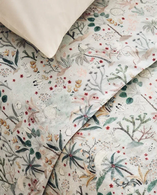 ZARA HOME ДЕТСКАЯ ПРОСТЫНЯ С ПРИНТОМ, РАЗНОЦВЕТНЫЙ