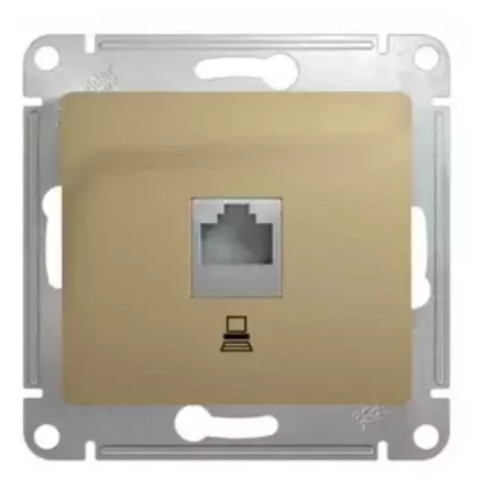 Розетка компьютерная RJ45 категория 5Е в рамку Glossa титан