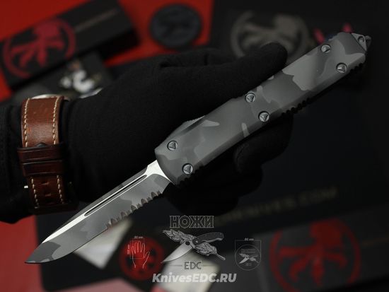 Фронтальный нож Microtech Ultratech Urban Camo S/E 121-2UCS с клинком из стали Böhler M390