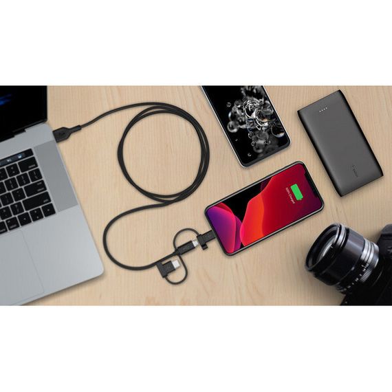 Кабель Belkin Boost Charge USB-A to USB-C/Micro-USB/Lightning 1м черный (CAC001bt1MBK)