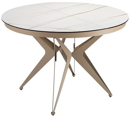 Круглый раздвижной обеденный стол 1119/MC22018DT из мраморной керамики и стали Испания 