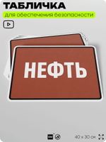 Табличка для обеспечения безопасности "Нефть", для производства, предприятия, организаций, 40х30 см, Silver Plane x Айдентика Технолоджи