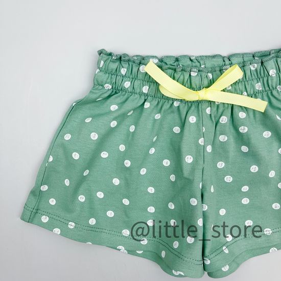 Шорты "Бабочки в саду" горошки на пыльной мяте